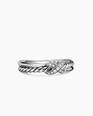 0.06 TCW Vintage Round Twisted X Moissanite Diamond Wedding Band