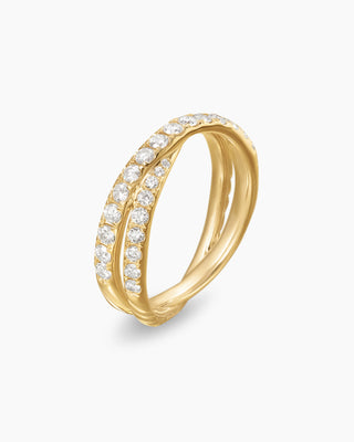 0.66 TCW Round Cut Cross Over Pave Moissanite Diamond Wedding Band