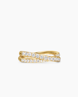0.66 TCW Round Cut Cross Over Pave Moissanite Diamond Wedding Band
