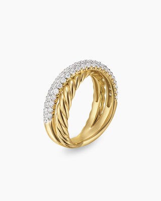 0.60 TCW Unique Round Cross Over 2 Row Moissanite Diamond Wedding Band