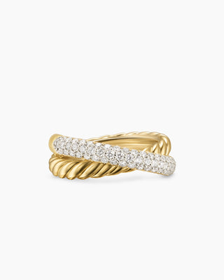 0.60 TCW Unique Round Cross Over 2 Row Moissanite Diamond Wedding Band