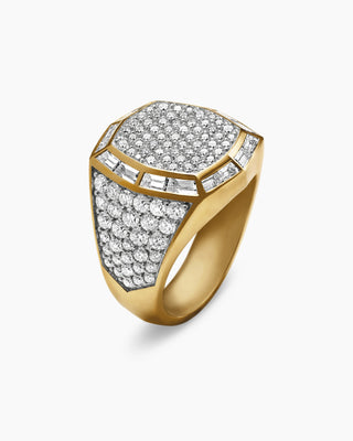 4.11 TCW Antique Micro Round Signet Moissanite Diamond Men's Engagement Ring