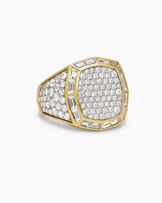 4.11 TCW Antique Micro Round Signet Moissanite Diamond Men's Engagement Ring