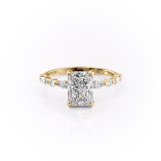 2.1 CT Radiant Brilliant Cut Pave Moissanite Engagement Ring sparkle view