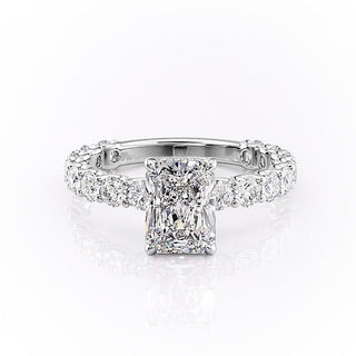 2.1 CT Radiant Brilliant Pave Moissanite Engagement Ring sparkle view