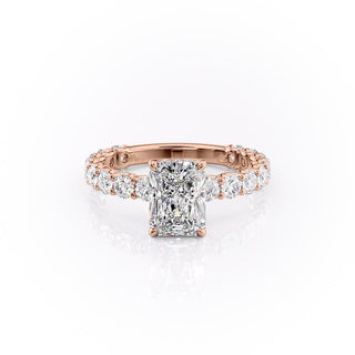 2.1 CT Radiant Brilliant Pave Moissanite Engagement Ring front view