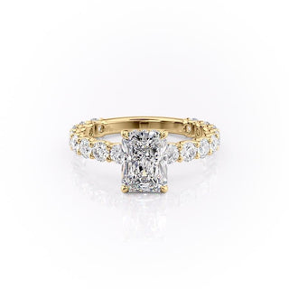 2.1 CT Radiant Brilliant Pave Moissanite Engagement Ring side view