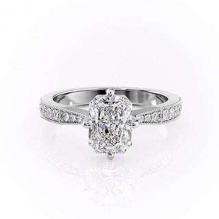 2.1 CT Radiant Cut Channel Pave Diamond Moissanite Engagement Ring