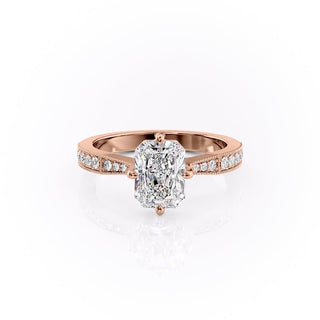 2.1 CT Radiant Cut Channel Pave Diamond Moissanite Engagement Ring