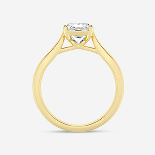 Brilliant 1.0ct cushion solitaire moissanite ring side profile view