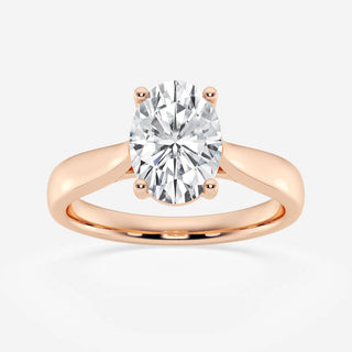 Modern 1.0ct oval solitaire moissanite ring three quarter angled view