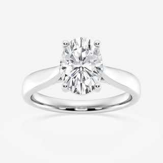 Modern 1.0ct oval solitaire moissanite ring close up of the setting
