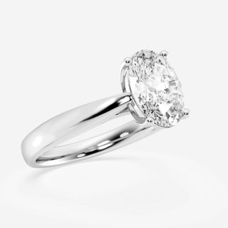 Modern 1.0ct oval solitaire moissanite ring shown on a finger