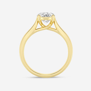 Modern 1.0ct oval solitaire moissanite ring side profile view