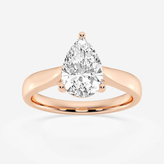 3CT Pear Cut Moissanite Diamond Cathedral Set Solitaire Engagement Ring
