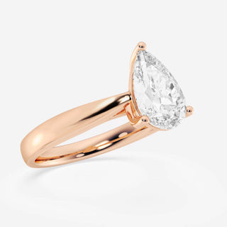 3CT Pear Cut Moissanite Diamond Cathedral Set Solitaire Engagement Ring