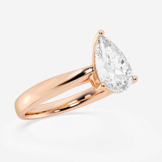 Timeless 1.0ct pear solitaire moissanite ring detail view of the band