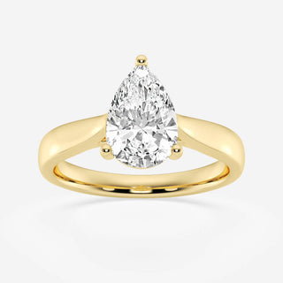 3CT Pear Cut Moissanite Diamond Cathedral Set Solitaire Engagement Ring