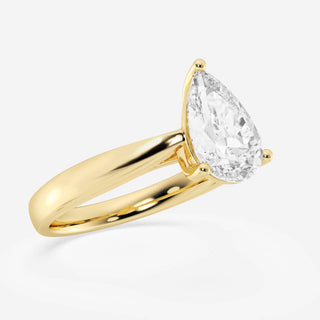 3CT Pear Cut Moissanite Diamond Cathedral Set Solitaire Engagement Ring