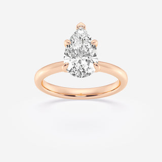 Elegant 1.0ct pear solitaire moissanite ring three quarter angled view