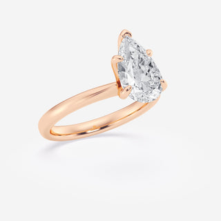 Elegant 1.0ct pear solitaire moissanite ring detail view of the band