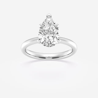 Sparkling 1.0ct pear solitaire moissanite ring close up of the setting