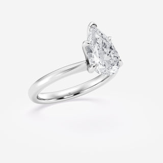 Elegant 1.0ct pear solitaire moissanite ring shown on a finger