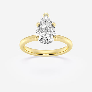 1.0CT Pear Cut Moissanite Diamond  Petite Solitaire Engagement Ring