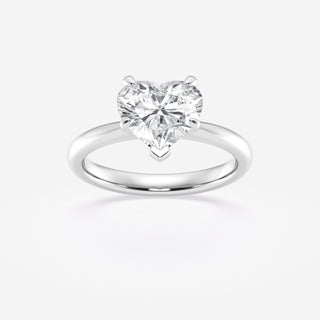1.0 CT Heart Brilliant Solitaire Moissanite Engagement Ring front view