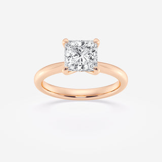 Lustrous 1.0ct princess solitaire moissanite ring side profile view