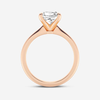 Lustrous 1.0ct princess solitaire moissanite ring shown on a finger