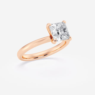 Lustrous 1.0ct princess solitaire moissanite ring close up of the setting