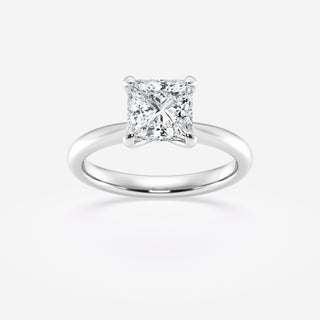 Lustrous 1.0ct princess solitaire moissanite ring top view