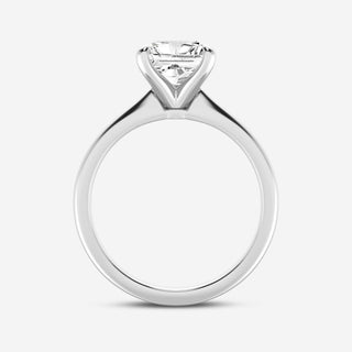 Lustrous 1.0ct princess solitaire moissanite ring detail view of the band