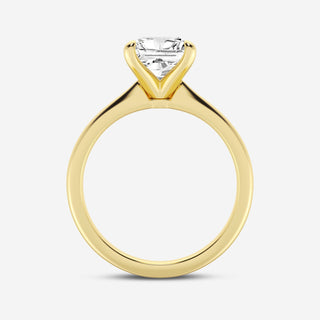 Lustrous 1.0ct princess solitaire moissanite ring angled view showing its sparkle