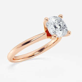 Sparkling 1.0ct cushion solitaire moissanite ring three quarter angled view