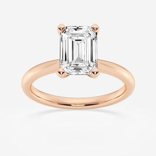 Elegant 1.0ct emerald solitaire moissanite ring side profile view