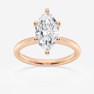 Shimmering 1.0ct marquise solitaire moissanite ring three quarter angled view