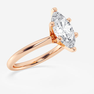 Shimmering 1.0ct marquise solitaire moissanite ring detail view of the band