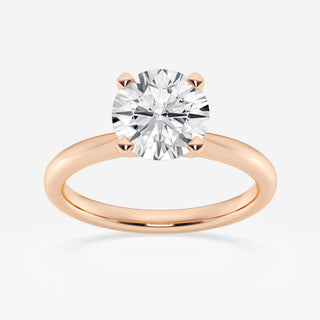 Elegant 1.0ct round solitaire moissanite ring three quarter angled view
