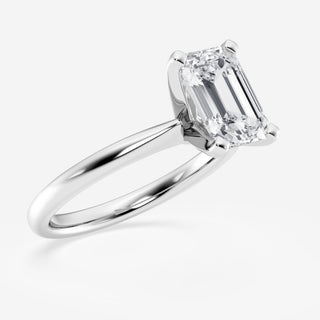 Brilliant 1.0ct emerald solitaire moissanite ring three quarter angled view