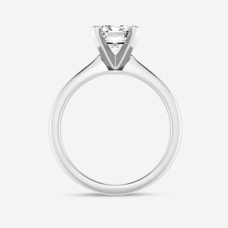 Brilliant 1.0ct emerald solitaire moissanite ring detail view of the band