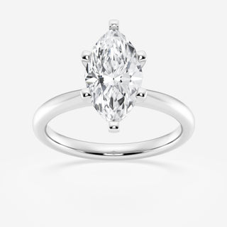 Sparkling 1.0ct marquise solitaire moissanite ring close up of the setting