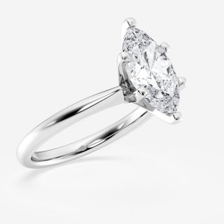 Elegant 1.0ct marquise solitaire moissanite ring shown on a finger