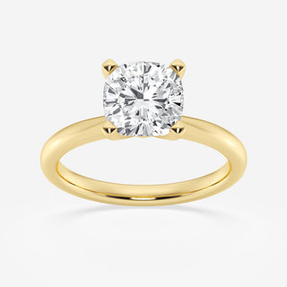Sparkling 1.0ct cushion solitaire moissanite ring side profile view