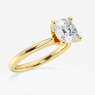 Sparkling 1.0ct cushion solitaire moissanite ring close up of the setting
