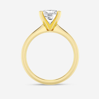 Sparkling 1.0ct cushion solitaire moissanite ring shown on a finger
