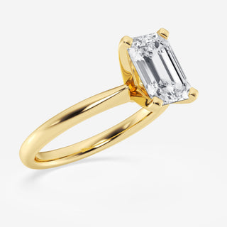 Brilliant 1.0ct emerald solitaire moissanite ring angled view showing its sparkle