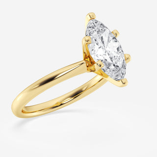 Sparkling 1.0ct marquise solitaire moissanite ring angled view showing its sparkle