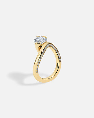 2.0ct Pear Half Bezel Moissanite Diamond Channel Pave Engagement Ring With Matching Band